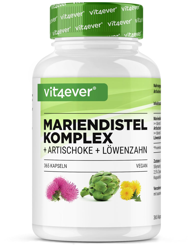 [Australia] - Milk Thistle Artichoke Dandelion Complex - 365 capsules (6 month supply) - High dosage 80% Silymarin & 2.5% Cynarin - Laboratory tested - Vegan 365 pieces 