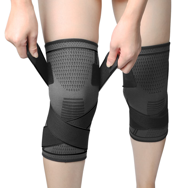 [Australia] - MILAIUN Knee Brace for Men Women, Knee Support Sports Set of 2, Knee Brace for Stabilization, Non-Slip Breathable Knee Brace, for Meniscus Tear, Arthritis, Volleyball Black L 