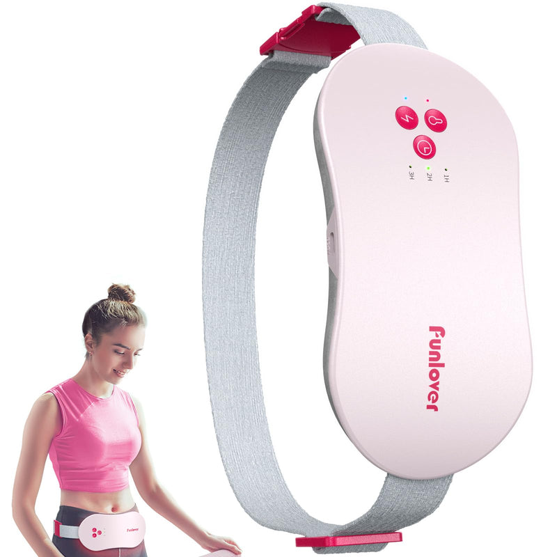 [Australia] - Heating Pad for Period Cramps, Funlover Portable Electric Heating Pad with Vibration, Wireless, Rechargeable for Menstrual Belly Back Pain Relief Girls Women Woman, Pink Gray Standard 