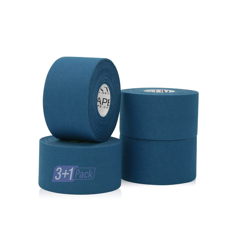 [Australia] - OK TAPE Sports Tape Athletic Sports Tape (4 Rolls) 3.8 cm x 13.7 m White Tape Tearable Professional Sports Tape Sports Tape Bandage Finger Tape Blue Blue 