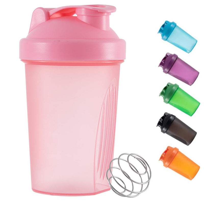 [Australia] - Protein Powder Shaker Bottle Mixed Plastic Workout Water Bottle 400ml with Mix Ball Leak Proof Cap Shaker Cup for Fitness Sports Gym Supplement Drink Bottles Rose 