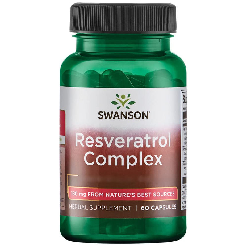 [Australia] - Swanson Resveratrol Complex, 180mg, 60 capsules, high dosage, laboratory tested, soy-free, gluten-free, non-GMO 