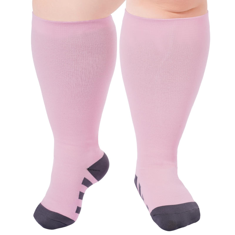 [Australia] - Ancrina Plus Size Compression Stockings for Men & Women, Compression Socks for Sports Running Air Travel Cycling XL-XXL Pink 