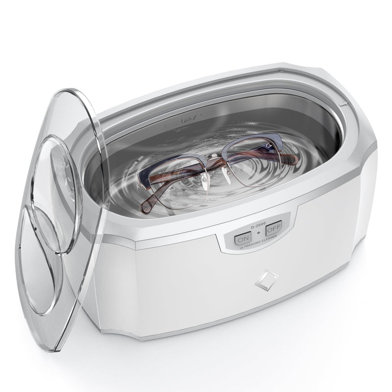[Australia] - LifeBasis ultrasonic cleaning device 30W ultrasonic cleaner 420ml ultrasonic device 45kHz ultrasonic bath with watch stand for cleaning glasses, jewelry, watches, dentures, brush, shaving head, knife, white + silver 