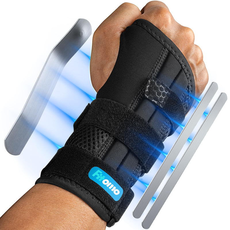 [Australia] - Fitomo wrist bandages with 3 metal splints and soft thumb opening, bandage wrist for carpal tunnel arthritis tendonitis sprains, night sleep wrist bandage S/M rights-blue 