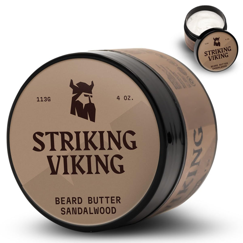[Australia] - Striking Viking Beard Butter - Non-Greasy Beard Butter for Men with Natural Ingredients 4oz - Keep your beard hydrated & refreshing with Beard Cream (Sandalwood) Sandalwood 