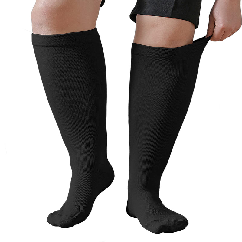[Australia] - PUTUO women's compression stockings men's compression socks: support stockings men compression socks women thrombosis stockings for sports running flight travel cycling jogging cycling 1 pair black 4XL 