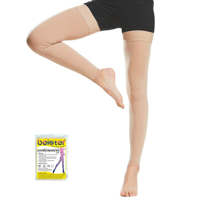 [Australia] - Beister Medical Compression Stockings Women & Men Thigh Support Stockings High Footless Compression Stocks Firm 20-30 mmHg Graduated Support for Varicose Veins, Edema, Flight 