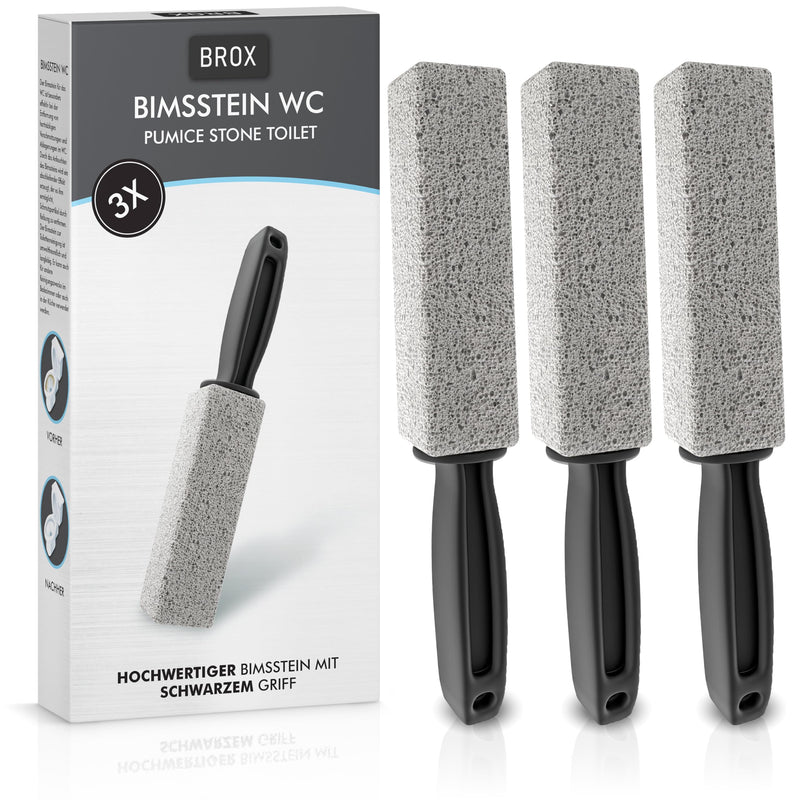 [Australia] - BROX® Pumice Stone Toilet Pack of 3 - Toilet Cleaner for Stubborn Urine Stone & Limescale - Pumice Stone Toilet - Toilet Stone for Effective Cleaning - Cleaning Stone - Urine Stone Remover with Black Handle 1 Piece (Pack of 3) 