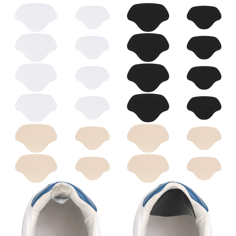 [Australia] - 12 pairs of heel protectors for shoes, two sizes, shoe heel repair patch, heel pad, sneaker, self-adhesive shoe inner heel repair for leather or sports shoes (black, white, khaki) 