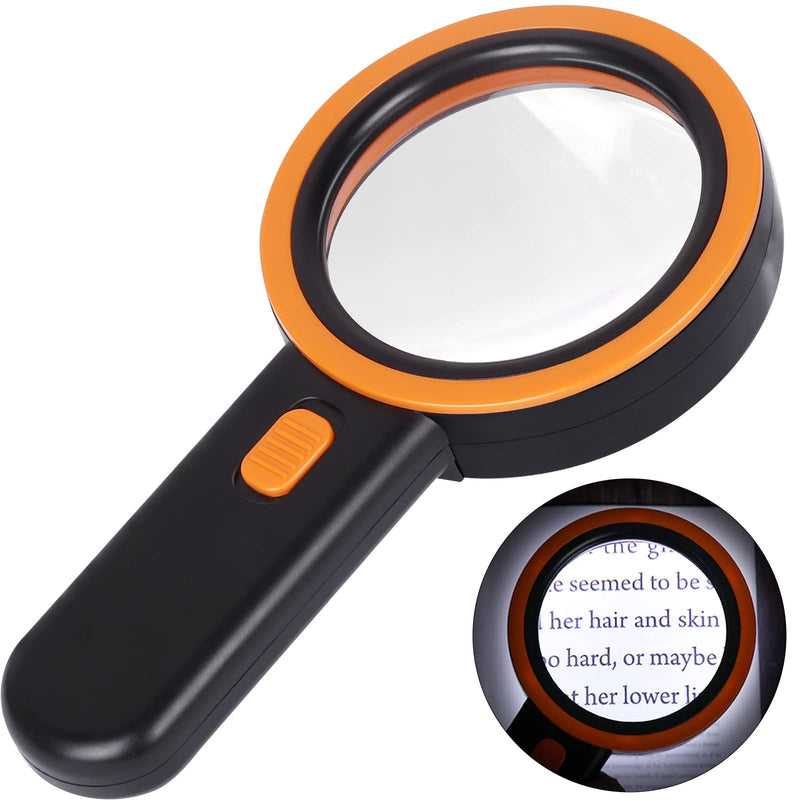[Australia] - AIXPI Magnifying Glass with Light, 30x Reading Magnifier, 12 LEDs Magnifying Glass, Hand Magnifier Illuminated Magnifying Glass for Children, Seniors, Jewelers, Coins (Black) Black-12led 