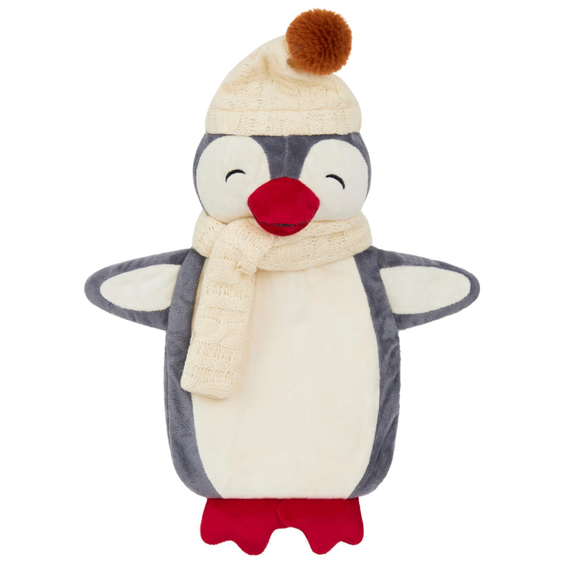 [Australia] - CityComfort Hot Water Bottle 1L with Animal Cover - Hot Water Bottle with Super Soft Plush Cover - Hot Water Bottle (Grey Penguin) Gray Penguin 
