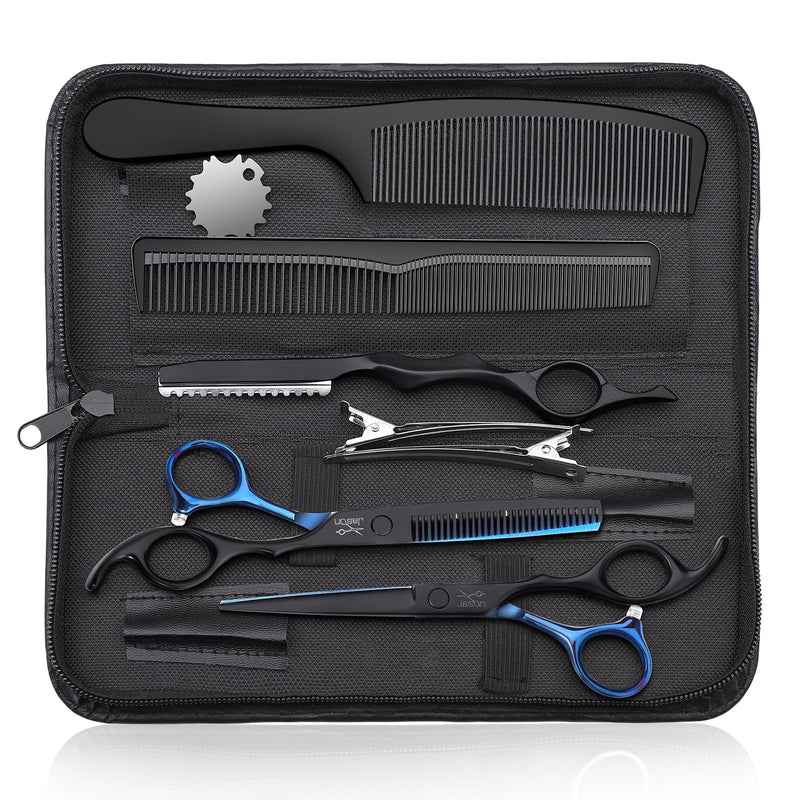 [Australia] - JASON professional hairdressing scissors - hair cutting scissors and thinning scissors 6.5 inch hair scissors for hairdressers/beginners, blue-black 