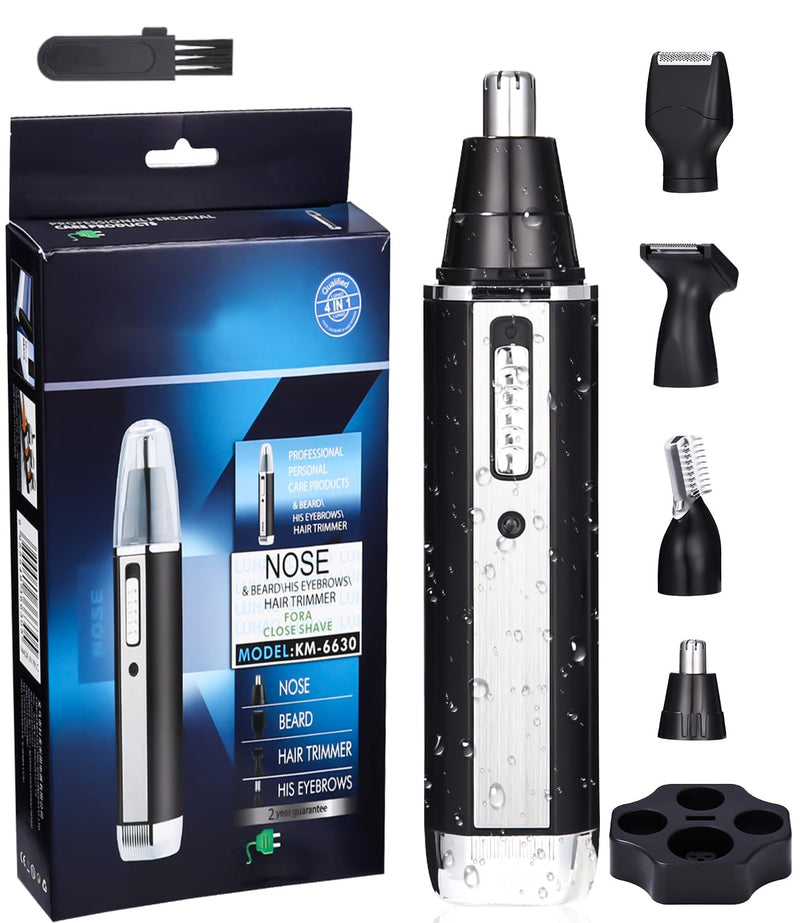 [Australia] - Birshe nose hair trimmer, nose hair trimmer, eyebrow trimmer, 3 in 1 set, ear hair trimmer with socket, pain-free facial hair trimmer for men and women, IPX7 waterproof, easy to clean 