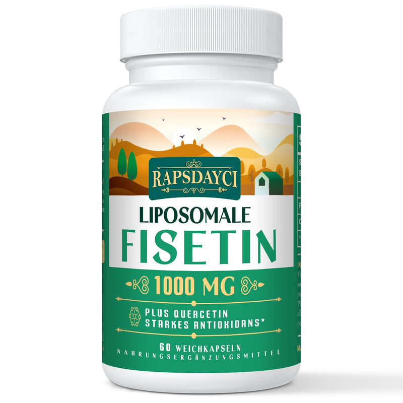 [Australia] - Liposomal Fisetin and Quercetin 1200mg per serving - 60 soft gel capsules (1000mg Fisetin, 200mg Quercetin) - improved absorption - powerful & 100% natural (60 pieces (pack of 1)) 60 pieces (pack of 1) 