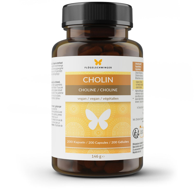 [Australia] - 200 choline capsules for 6 months, for normal fat metabolism and normal liver function, without additives, vegan 