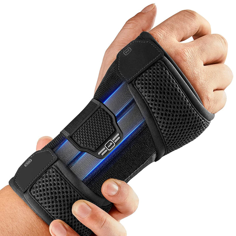 [Australia] - FREETOO Wrist Support with 3 Metal Splints for Carpal Tunnel Syndrome, Comfort Wrist Bandages with Soft Padding for Women Men, Wrist Splint for Tendinitis, Arthritis, Sprain Recovery S/M (Wrist 13-19 CM) Right Black 