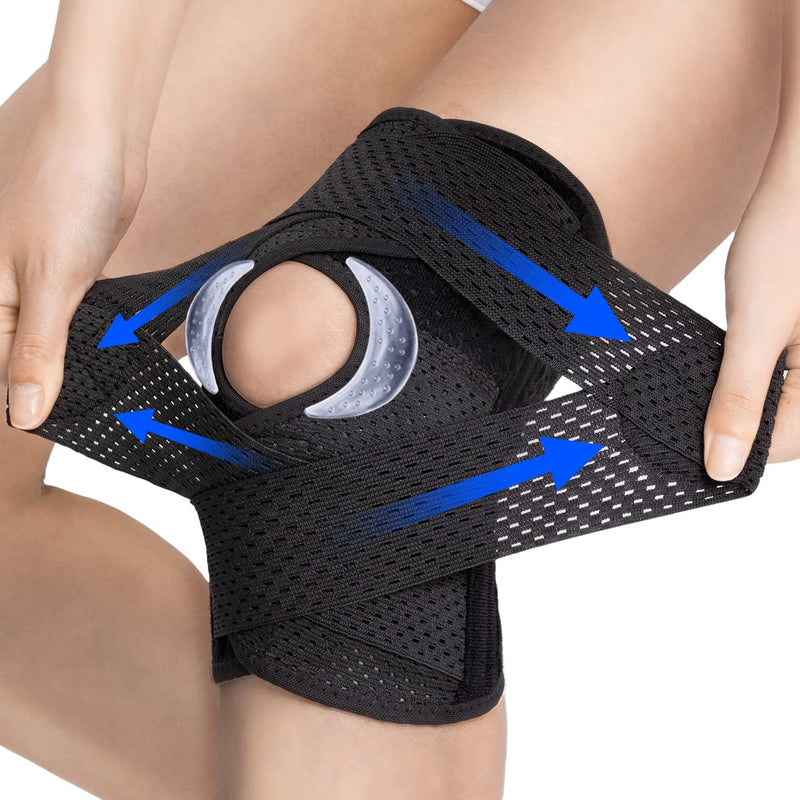 [Australia] - ZEAMO knee support with patella gel pads for women and men, knee support with stabilizers and Velcro fastener for meniscus osteoarthritis, knee supports sport black 4XL 
