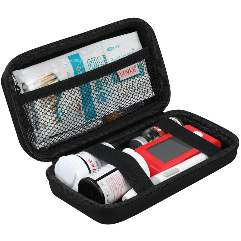 [Australia] - BOVKE Diabetes Supplies Travel Case, Storage Bag for Diabetes Test Kit, Blood Glucose Meters, Test Strips, Medicines, Lancets, Needles, Syringes and Other Diabetes Supplies, Black + Black Black + Black 