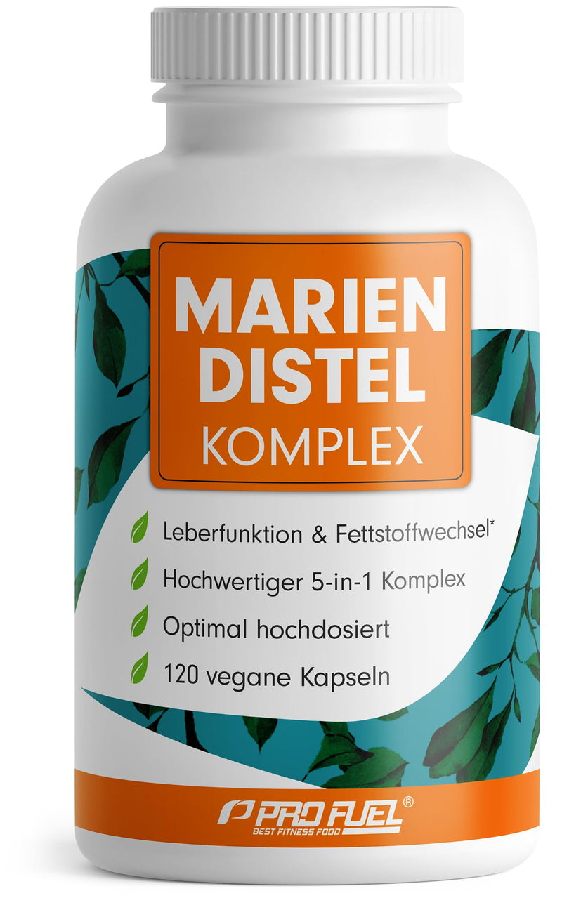 [Australia] - Milk thistle capsules high dosage 120x - 5-fold complex with milk thistle, artichoke, dandelion, desmodium & choline - liver function & fat metabolism - 200 mg silymarin per day - supply for 4 months 1x 120 capsules 