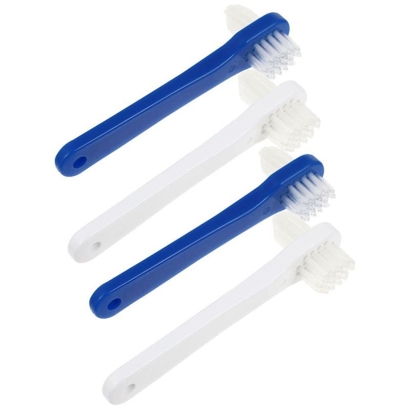 [Australia] - Healeved Pack of 4 Double Headed False Toothbrush Denture Care Brush Denture Toothbrushes Hard Toothbrushes for Adults Double Brush Head Sensory Toothbrush Dentures Braces 