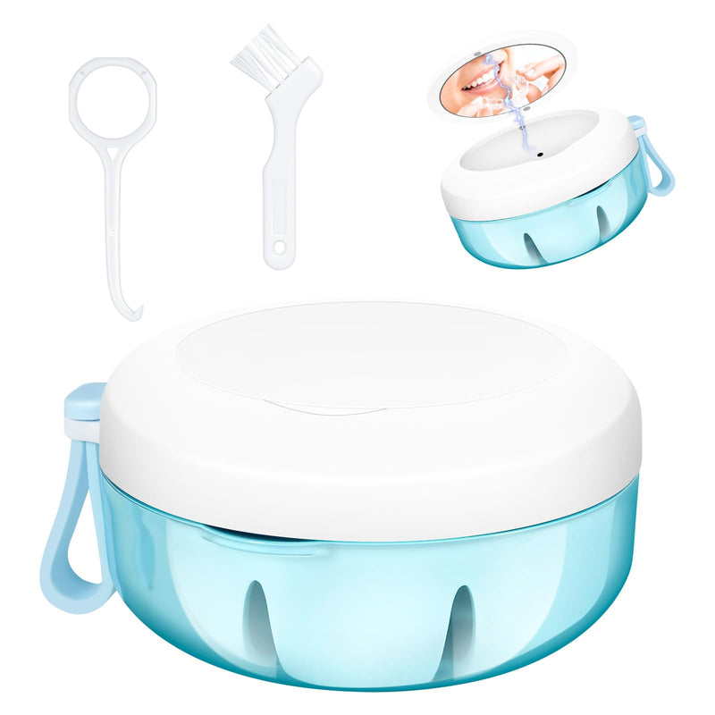 [Australia] - Braces box for braces, leak-proof portable denture box, denture box set, denture container with denture brush, tooth rail box for braces, bite splint, false teeth 