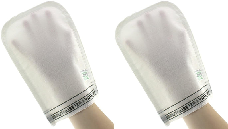[Australia] - Kelebek Turkish Hammam Glove White - Exfoliating Gloves Set of 2 - HAMAM KESESI Set of 2 White 