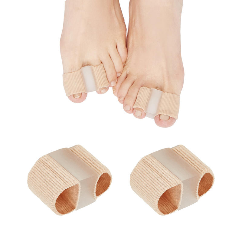 [Australia] - Pack of 2 tubular bandages, silicone toe stretcher, hallux valgus correction, gel big toe spacer with 2 loops, double hole toe orthosis for bunion pain and overlapping toes, women and men 
