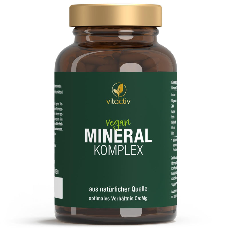 [Australia] - VITACTIV Mineral Complex - Brand raw material Aquamin, Marines Calcium & Magnesium (2:1) - Basic minerals & trace elements with zinc for acid-base metabolism - Vegan, high dose, 120 capsules 