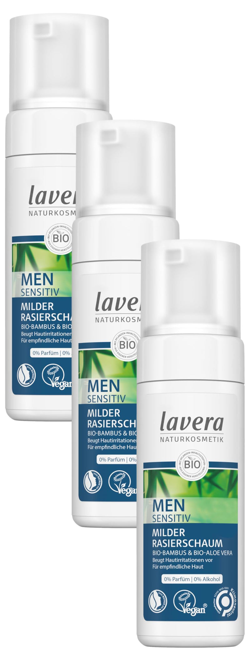 [Australia] - lavera Mild Shaving Foam Men Sensitive ∙ Close & Gentle Shave ∙ Facial Care for Men - Suitable for Sensitive Skin ∙ Vegan - 150 ml (Pack of 3) 