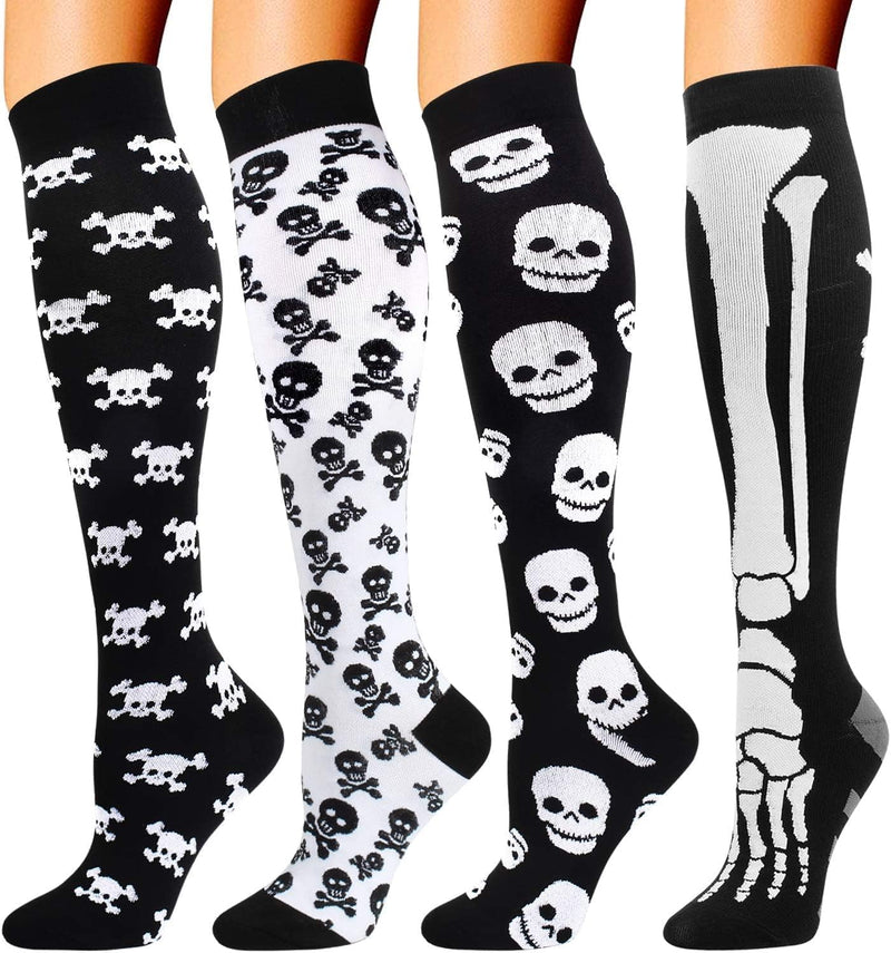 [Australia] - DRESHOW 4 Pairs of Compression Socks for Women Men Support Stockings Compression Socks for Flight, Sports, Running, Cycling, Nurse 4 Pairs Set-16 S-M 