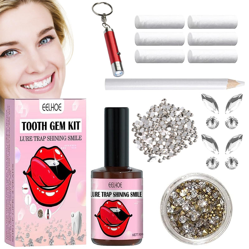 [Australia] - OHSN Tooth Gem Set 10 Pieces DIY Tooth Gem Kit Tartar Jewelery Tooth Jewelery Set with Glue for Teeth Teeth Gems Kit for Reflective Tooth Decoration with 1445 Pieces Tooth Gem 