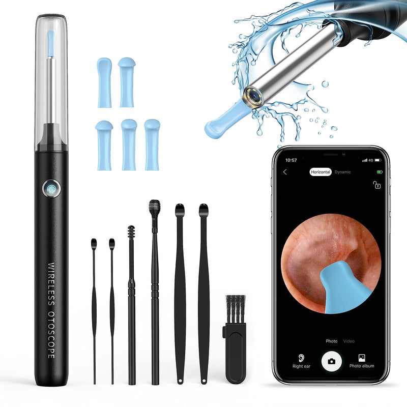 [Australia] - Earwax Remover Otoscope Hopefox 1080P WiFi Ear Cleaner, 360° Wide Angle Otoscope Camera for Adults, Children and Pets with Dust Cover Gray 