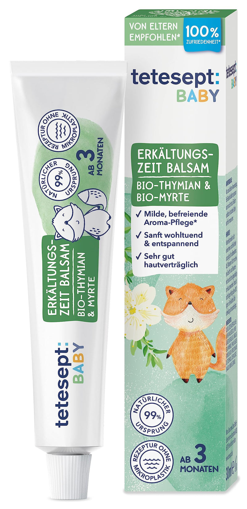 [Australia] - tetesept baby cold time balm - aromatic oils organic thyme and organic myrtle for a liberating scent effect - soothing, mild aroma care for babies from 3 months - 30 ml 