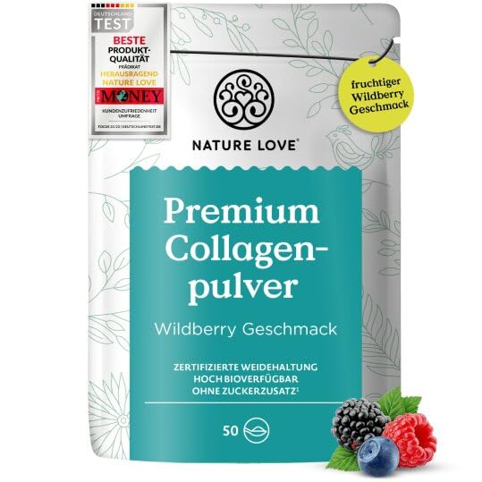 [Australia] - NATURE LOVE® Premium Collagen Powder 500g - Wildberry Flavor - Collagen from pasture-raised cattle - highly bioavailable, no added sugar or sweeteners - laboratory tested, produced in Germany 500 grams 