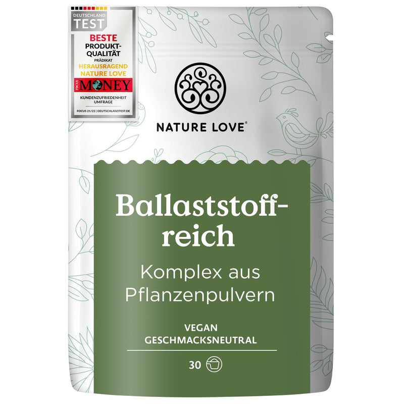 [Australia] - NATURE LOVE® Rich in fiber - 450 grams of powder - Fiber: psyllium husks, acacia fibers, inulin, oats & others - ideal supplement to intestinal treatment - vegan and laboratory tested 