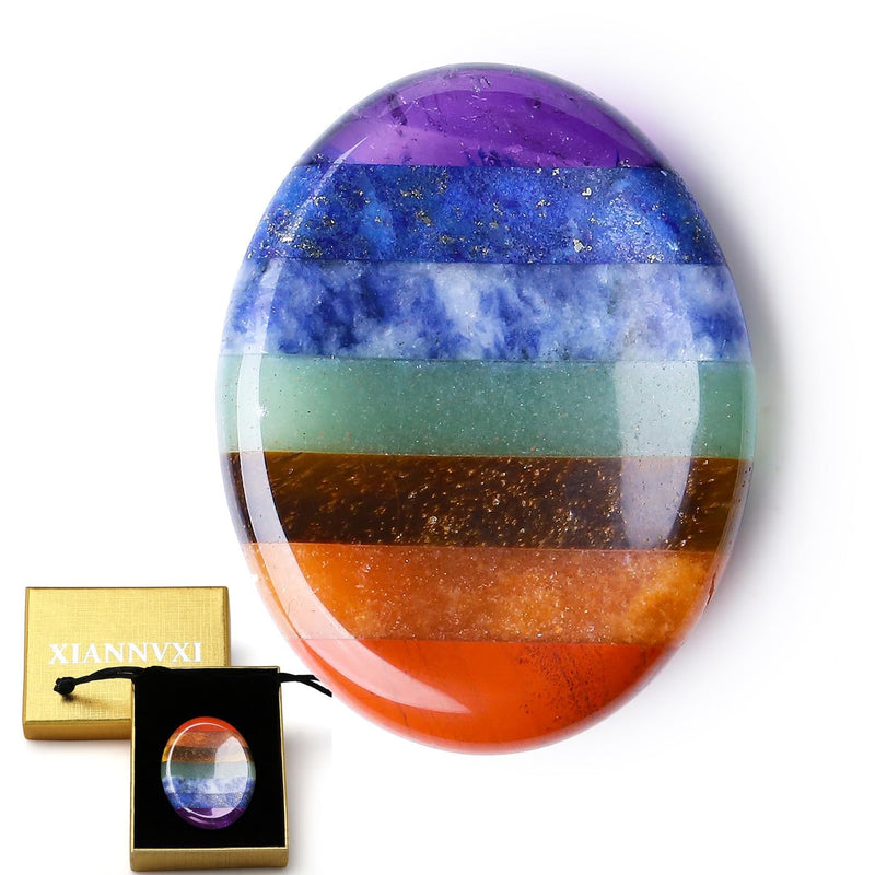 [Australia] - XIANNVXI Chakra Crystals Stones Crystal Worry Stones Thumb Gemstones Healing Stones Naturally Polished Oval Palm Pocket Stone Anxiety Stress Relief Meditation A-chakra 