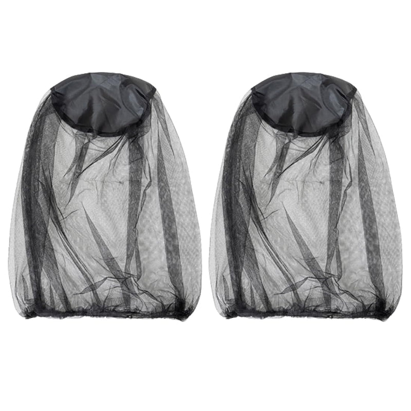 [Australia] - LYQNIHOB 2x Black Mosquito Protection Hoods - Insect Protection for Outdoor, Camping & Travel - Anti-Mosquito, Bee & Fly - Mask Cap Hat with Net Mesh - Face Protection for Fishing & More 