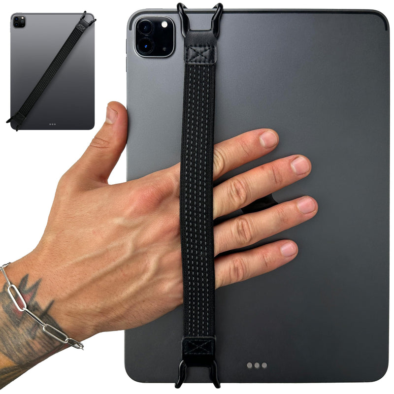 [Australia] - MyGadget Tablet hand holder - universal hand holder [6.3" to 11"] - hand strap for Apple iPad Air/Pro, Samsung Galaxy Tab, Kindle Paperwhite 20 cm - 28 cm black 