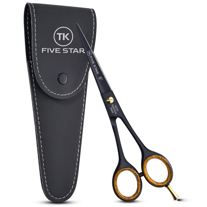 [Australia] - TK FIVE STAR SOLINGEN® Vegas Premium 6 inch extra sharp hairdressing scissors, hair scissors, beard scissors, hair cutting scissors for women, men, hairdressers and children for strong, fine hair, rustproof, micro-serrated 