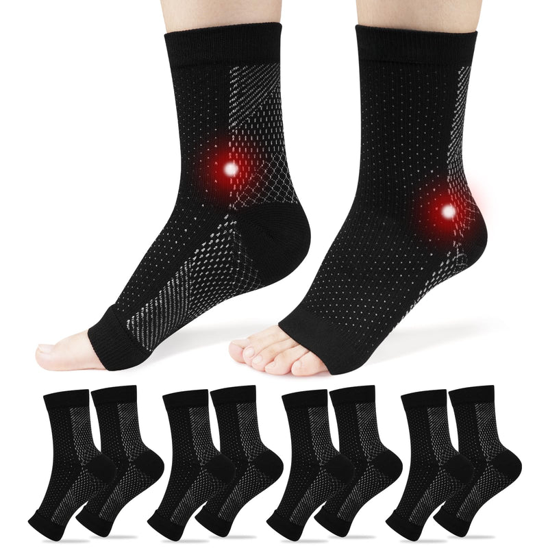 [Australia] - ACWOO ankle bandage pack of 8, ankle bandage compression socks for men and women, bandage ankle neuropathy socks for plantar fasciitis, arthritis, ACL, joint pain, heel spurs, sports S/M black 