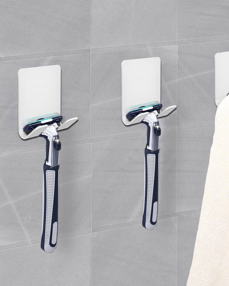 [Australia] - Gorffy Razor Holder Shower, Pack of 3 Multi-Purpose Hooks Stainless Steel Waterproof Wall Hooks Self-Adhesive Razor Holder Shower Bathroom Hooks No Drilling Shaving Holder (White, Pack of 3) White, Pack of 3 