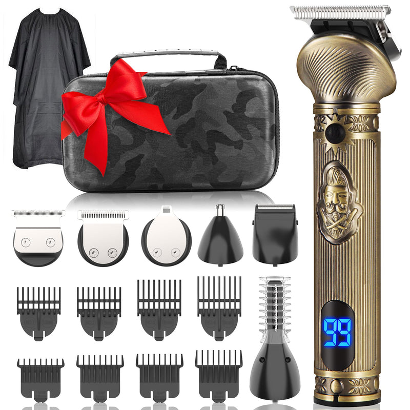 [Australia] - REHOYO Beard Trimmer Hair Trimmer Men, Nose & Ear Trimmer, 6-in-1 Body Groomer Men Kit, Cordless Rechargeable Hair Trimmer with Storage Box, Stainless Steel Blades Bronze 