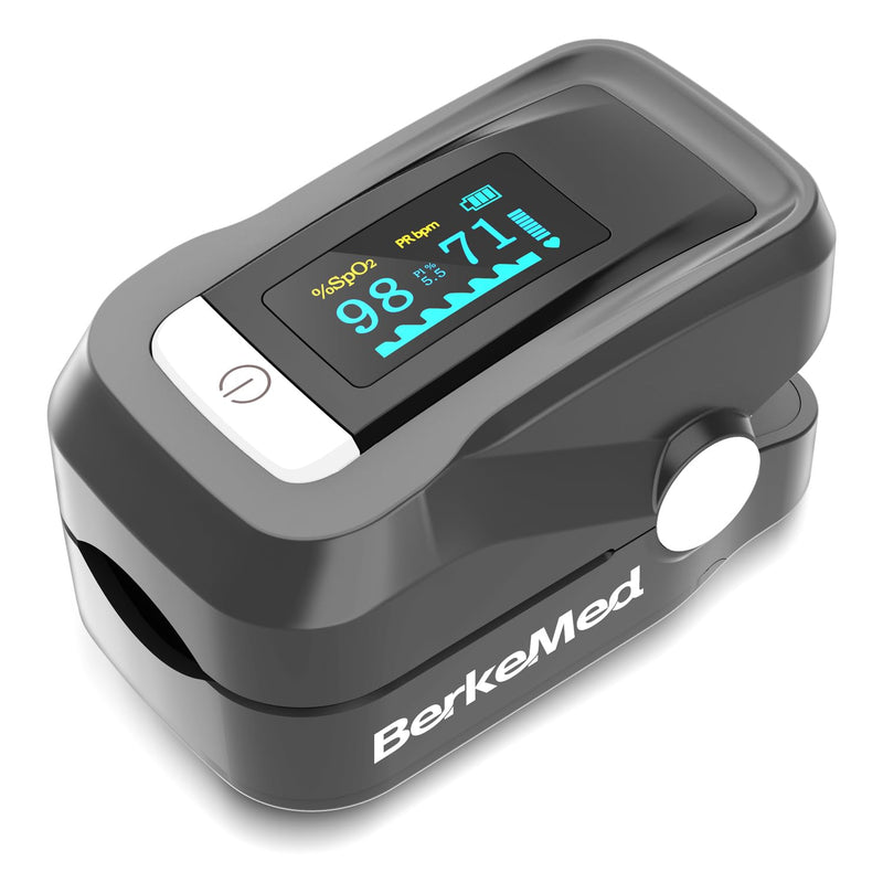 [Australia] - BerkeMed pulse oximeter, oxygen saturation measuring device finger, with OLED screen and lanyard, for children, adults, elderly, families and hospitals 