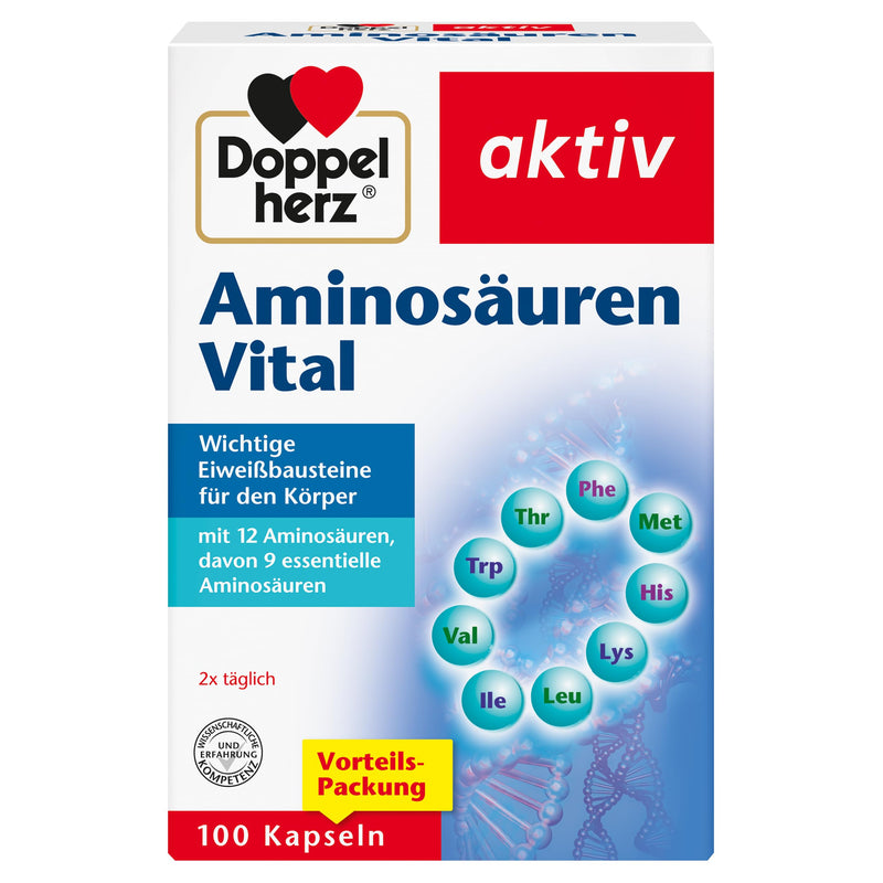 [Australia] - Doppelherz Amino Acids Vital - 12 protein building blocks, including all 9 essential amino acids, for athletes and physically active people - 100 capsules 