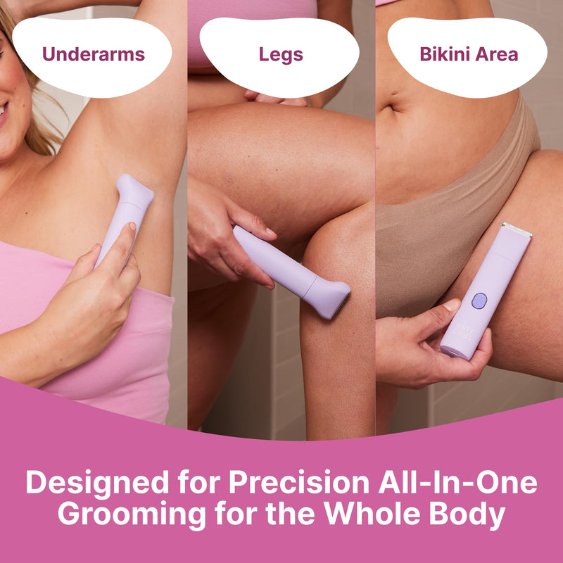[Australia] - HAPPY CURVES Smoothie Bikini Trimmer - Electric Shaver for Women, Waterproof Hair Trimmer with Adjustable Guards, Personal Shaver for Pubic Hair, Women's Intimate Razor and Berry 