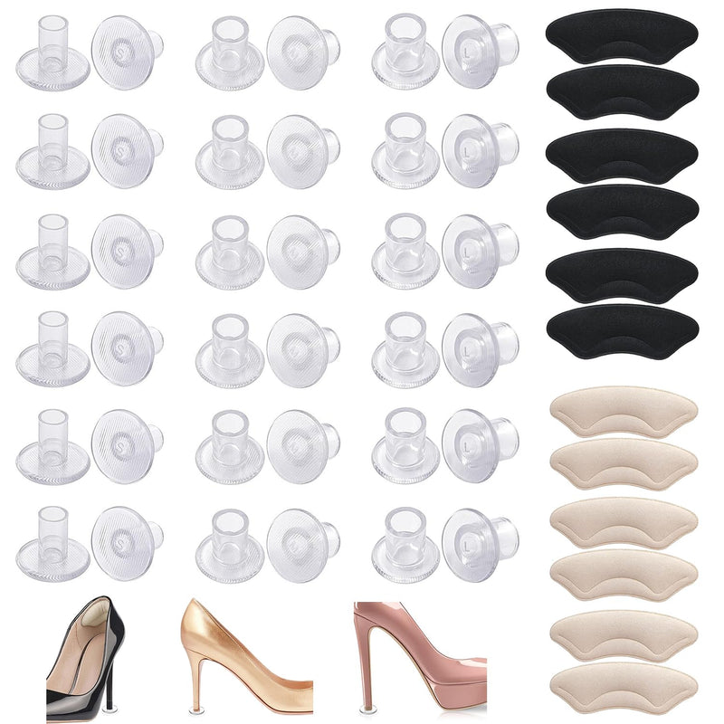 [Australia] - 24 pairs of clear grass heel guards, 18 heel stoppers in 3 sizes for walking on grass, wedding shoes and uneven ground with 6 heel guards, heel covers for high heel shoes 