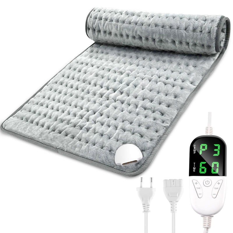 [Australia] - Fwiull Heating Pad, Electric Heating Pad 76x40cm for Pain Relief, Against the Cold, Heating Pad 6 Temperature Settings and 4 Time Settings with LED Display, Gray Blue, Gray Blue 