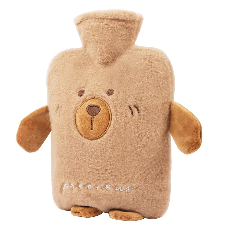 [Australia] - FIVAVA hot water bottle with cover 2L, children's hot water bottle large with cuddly soft cover, hot water bottle animal, hot water bottle gifts for family and friends brown 