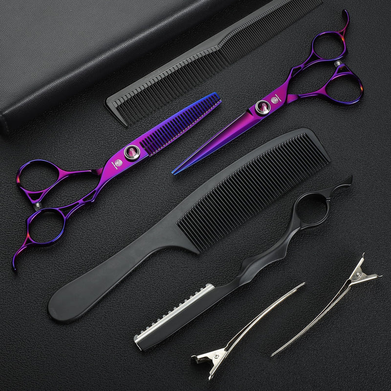 [Australia] - univinlions Hairdressing Scissors Set 6 Inch Hair Cutting Scissors Professional Hair Cutting Tool for Men Women Children in Salon Hairdresser Home (Purple) Purple 